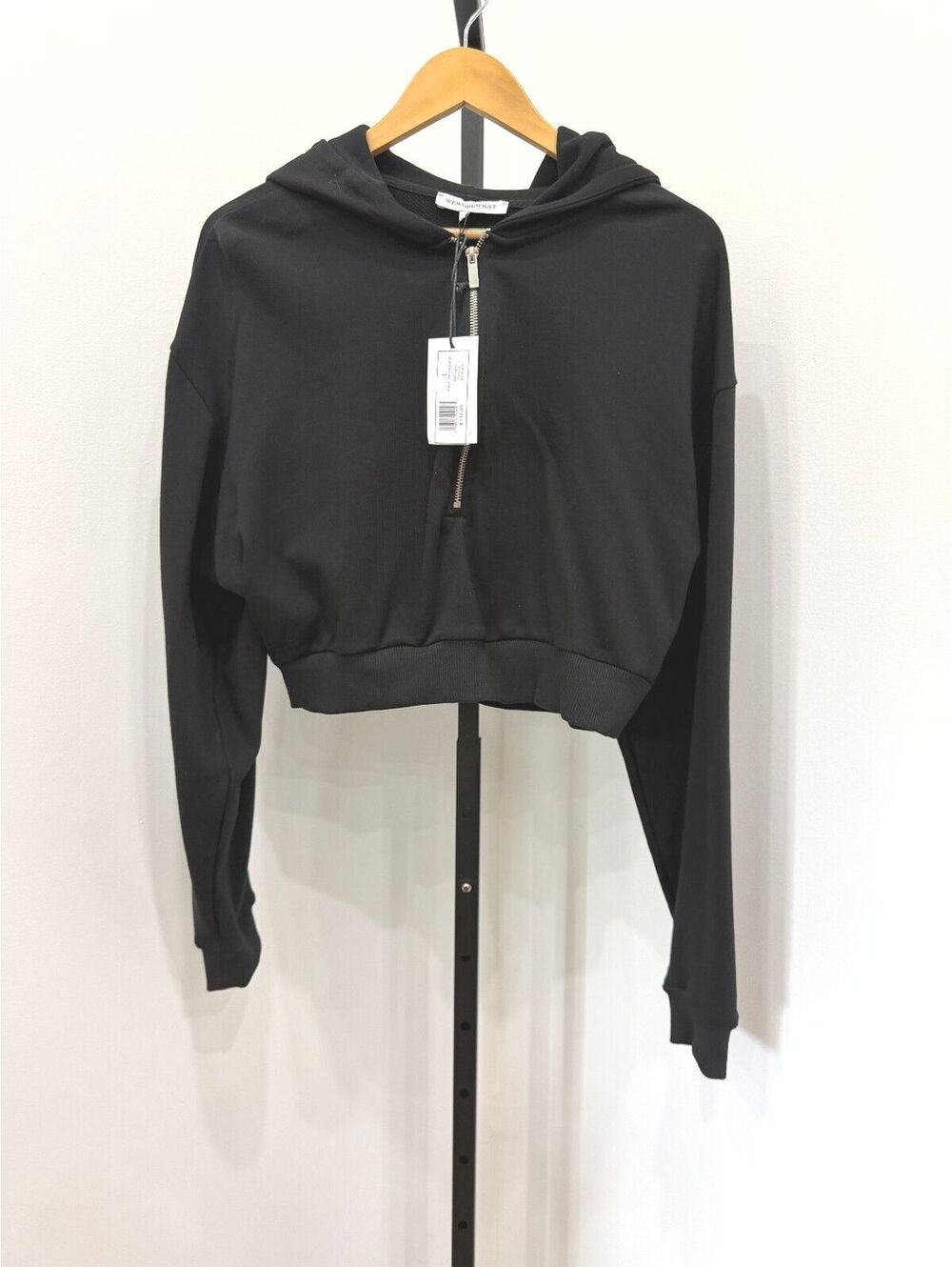 NWT WeWoreWhat Black Half Zip Hoodie Sweatshirt Large